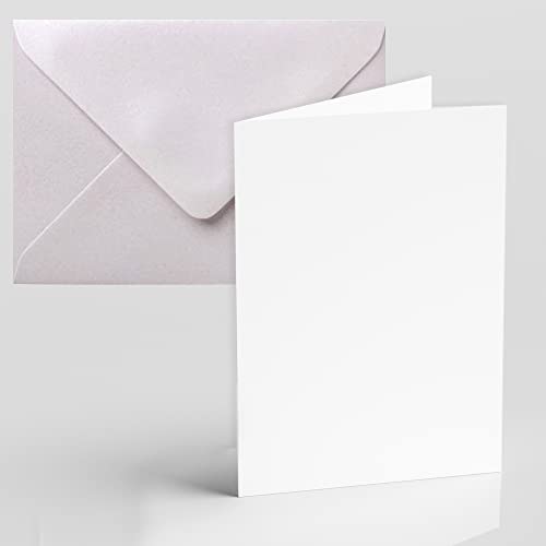 Pack of 20 A6 Blank Greeting Cards with Envelopes White 350 GSM Blank Cards and Envelopes for Card Making for Gift Greeting Cards Invitation Papa Prints