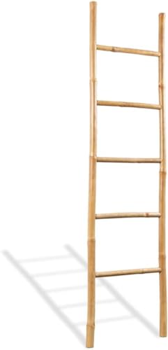 KOIECETA Escalera para Toallas 5 Peldaños Bambú 150 cm Estante Soporte Perchero