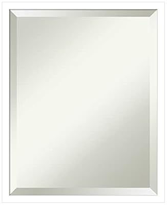 Amanti Art White Wall Mirror 22x18 Svelte White Rectangle Bathroom Mirror for Wall Decor Living Room, Small Modern Wood Frame, Hangs Horizonally and Vertically, Bathroom Decor, Beveled Edge