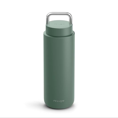 Fellow 32 oz Carter Carry Water Bottle - All-Day Hydration, Leak-Proof Lid, Vacuum Insulated Stainless Steel Tumbler,Keeps Heat for 12 Hours/Stays Cold for 24 Hours Dishwasher Safe - Smoke Green