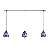 3 x Tiffany-style ''Blue Lotus'' auf Deckenbalken - Art Deco Trade