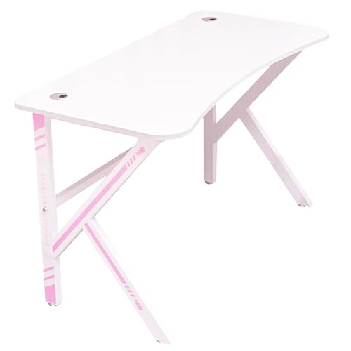 Bureau d'ordinateur rose stable pour joueurs et professionnels
