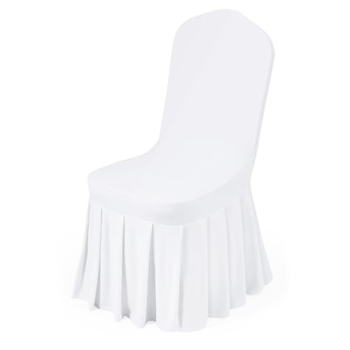 Image of VEVOR Chair Covers, Polyester Spandex Chair Cover, Stretch Slipcovers for Wedding Party Dining Banquet Flat-Front Chair Covers (White-d, 30PCS)