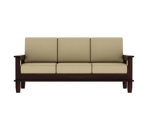 Image of Sheesham Wood 5 Seater Sofa Set for Living Room Home Office || 3+1+1 Solid Wood Sofa Sets Wooden Sofa Sets 5 Seater (Walnut Finish)