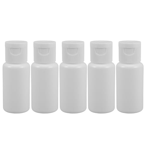 Homoyoyo 5 Frascos de Plástico PE de 20 Ml con Tapa Abatible Botellas Rellenables Blancas para Viaje Envases Cosméticos Compactos y Herméticos para Champú Loción y Maquillaje
