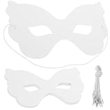 YUVKIN 20 pièces Masques en papier vierges à décorer avec élastique, Masques de bricolage pour Carnaval, Masque blanc à peindre pour enfants, Décoration de mascarade (8,5 x 6,5 cm) (Blanc)