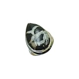 Natural Black Septarian Stone 925 Sterling Silver Handmade Stacking Ring Birthday Gift For Wife Mom Girlfriend (9.5)