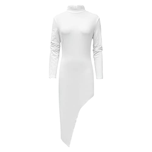 Vestido maxi feminino de manga comprida com decote em O profundo, sexy, com bainha irregular, vestid