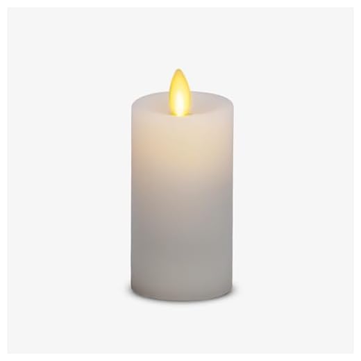 Luminara Classic Slim Flameless LED Candle, White 2" x 4.25", Battery Operated Moving Flame Pillar w/Timer, Safe Realistic Wax Candle, Home Decor