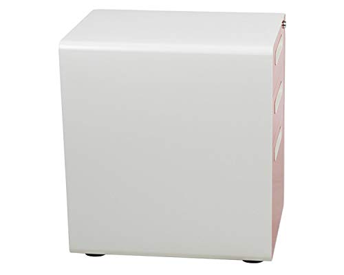 Flash Furniture Wren Ergonomic 3-Drawer Mobile Locking Filing Cabinet With Anti-Tilt Mechanism & Letter/Legal Drawer, White With Red Faceplate #TOP3