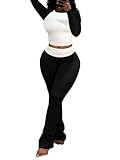 Nimsruc Lounge Sets For Women 2 Piece Outfits Fall Comfy Tracksuits Long Sleeve Casual Sweatsuits Pants Sets Matching Clothing Black L