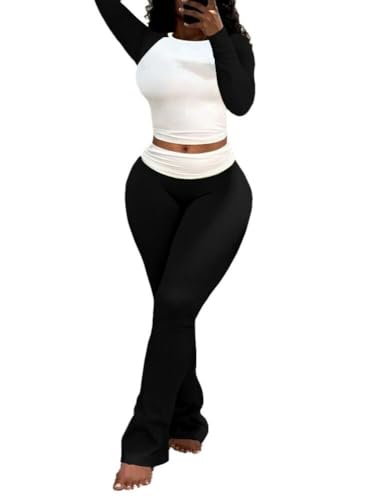 Nimsruc Lounge Sets For Women 2 Piece Outfits Fall Comfy Tracksuits Pants Sets Matching Clothing Long Sleeve Casual Sweatsuits BlackA 2XL