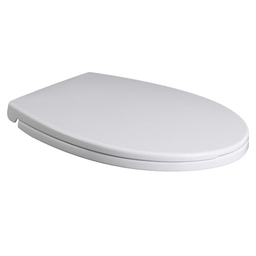 Hanra Toilet Seat, Soft Close & Quick Removal Feature for Easy Cleaning, Standard Oval Shape Top Fix Toilet Seat White with Adjustable Hinges, 460L x 370W