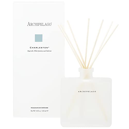Archipelago Botanicals Charleston Reed Diffuser, includes Fragrance Oil, Glass Vessel and 10 Diffuser Reeds, Perfect for Home, Office or a Gift (7.6 fl oz)