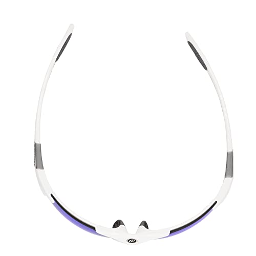 Rawlings Home Run Stroll Blade Sport Sunglasses for Men, Shiny White/Blue Mirror, 74mm4
