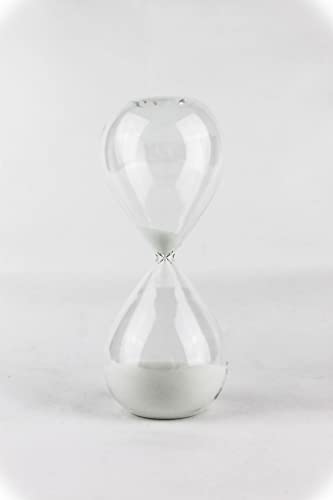 Reloj de arena de Lemonti Timleless (15 min, blanco) de cristal en 15, 60 minutos de arena blanca o negra para la cocina, niños o como decoración. También como temporizador de huevo o reloj de sauna.