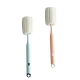 LRXIYODE 2 Piezas Cepillo de Esponja para Botellas Limpiador Multifuncional para Biberones y Mango y Absorbente Fácil Almacenamiento para Cocina y Uso Diario