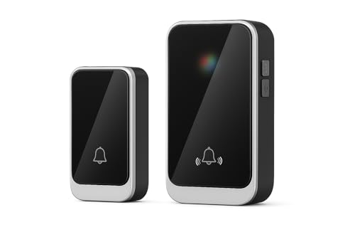 Image of Door Bell without Wire with 300m Range, 38 Ringtones & 8 Volume Levels | Plug-in Receiver & Waterproof Transmitter - Black