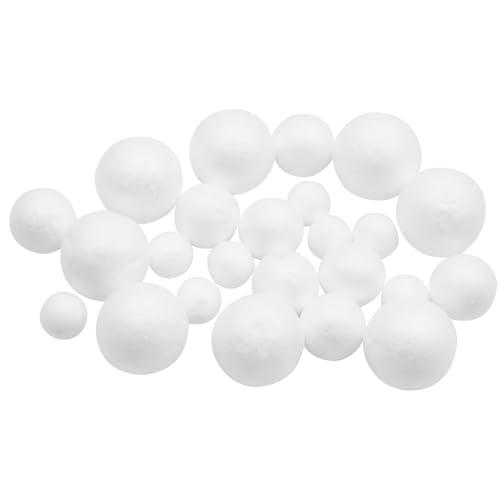 MIDELONG 24 Pcs Craft Foam Balls, 3 Sizes White Foam Craft Balls Polystyrene Craft Balls for DIY Craft Art Holiday Household School Projects and Party Decoration