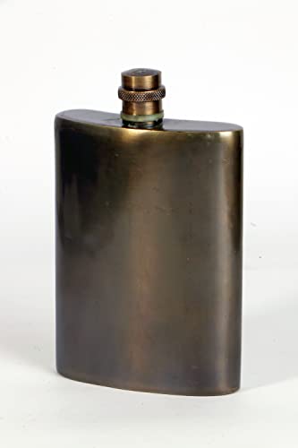 Buddha4all Antique Finish Solid Brass/Copper Hip Flask Holds 10 Ounce Flask High Polish Discreet Flask Leak-Free Great Gift Idea Flask (Brass)