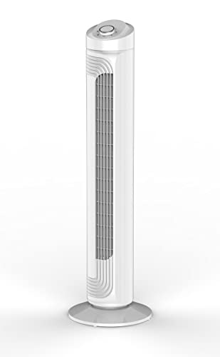 Airvention Tower Fan For Bedroom, Ultra Quiet Breezing, 90° Wide Angle Oscillating Air Circulator, 3 Speed Levels, Small Footprint Design, 32 Inch Middle Tower Standing Fan, Space Saving, Fz09, White #TOP9