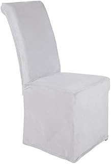 Homaxy Velvet Dining Chair Covers Set of 2, long Stretch Chair Slipcovers for dining room, Soft Removable Long Solid Chair Protector, White