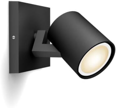 Philips Hue Runner White Ambiance 1 faretto nero, include 1 lampadina LED GU10 da 5 W + interruttore dimmer, dimmerabile, tutte le tonalitÃ di bianco, Controllo tramite App o Alexa, Google Home