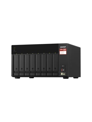 Image of QNAP TS-873A-8G 8 Bay High-Performance NAS with 2 x 2.5GbE Ports and PCIe Slots (Black, Metal, Rack Mount, CPU Compatible)