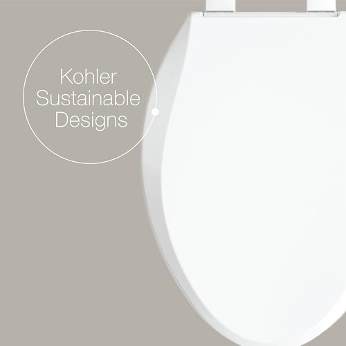 KOHLER K-35585 Cachet Recycled Plastic, Readylatch, Quiet-Close, Soft Close Round Toilet Seat - Image 3