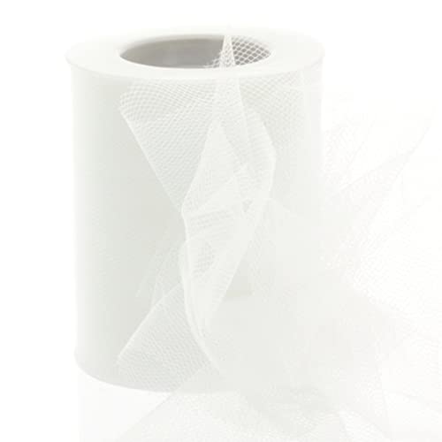 Image of 3 inch Premium Tulle Fabric Roll for Crafts, Wedding, Party Decorations, Gifts - White 100 Yard Spool