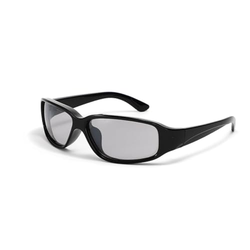 Lunettes de soleil une pièce femmes design concave et branches contrastées noir argent
