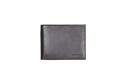 Calvin Klein Men's RFID Blocking Leather Bifold Wallet, Passcase Brown, One Size