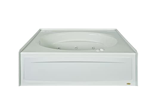 JACUZZI SIGNATURE Acrylic Skirted Jet Massage Bathtub, Slip Resistant, Left Drain Placement, 60” (L) x 42” (W), Oval in Rectangle Design, White