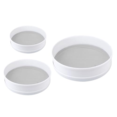 BRIGHTFUFU 3pcs Round Fine Mesh Flour Sieves Kitchen Strainers for Sifting Powdered Sugar and Rice Flour Design for Baking and Cooking