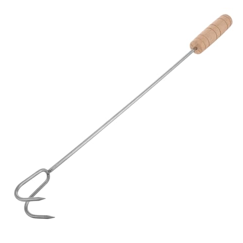 Yardwe Stainless Steel BBQ Meat Hook Long Handle Double Hook for Cooking Camping Smoking