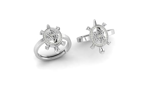 Image of LMDPRAJAPATIS Certified Natural Navratna Best Of Luck Gold & Silver Plated Tortoise Adjustable Ring for Men Or Women's