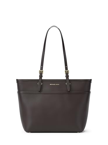 Michael Kors Winston Medium Top Zip Pocket Tote, Gold-Tone Hardware/Pebble Leather/Chocolate
