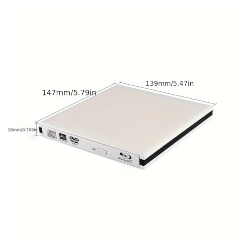 Lector Grabador de Blu-Ray Externo USB 3.0 CD DVD Portátil en Color Blanco 3