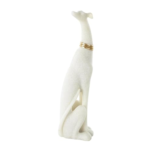 Estatua decorativa de perro crema en polystone 3x4x15 pulg miniatura 6