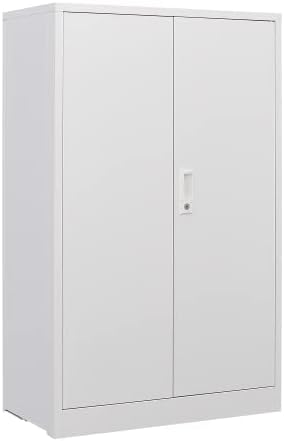 Metal Storage Cabinet with Locking Doors and Adjustable Shelf, Folding Filing Storage Cabinet with Wheels, Rolling Storage Locker Cabinet for Home Office,School,Garage (White)