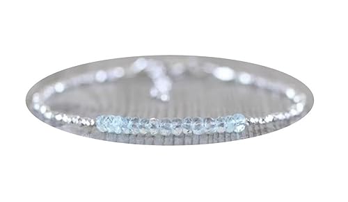 Bracelet fine aigue-marine véritable et argent layering fin 7" Mini