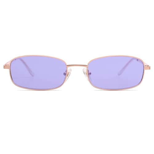 Image of SOJOS Trendy Rectangle Sunglasses Womens Mens, Retro 80s 90s Y2k Chic Narrow Thin Skinny Sunnies SJ1187 | Retro 80s 90s 2000s Chic Narrow Thin Skinny Frame UV400 Protection Lenses
