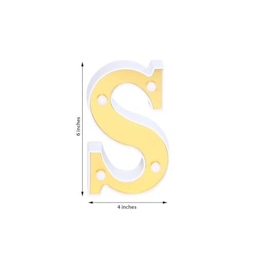 Image of Efavormart 6 inch Gold Marquee Letter S, Mirror Front Warm White LED Light Up 3D Sign, Battery Operated 72H Glow for Wedding Party & Wall Decor