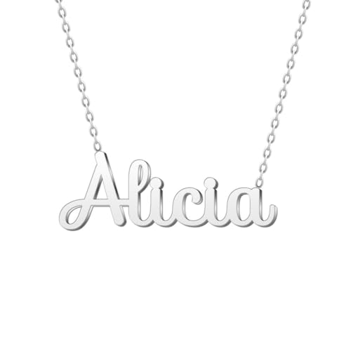 Collier Prénom en Acier Inoxydable - Pendentif Nom Personnalisé Argent ou Or - Collier Femme -...
