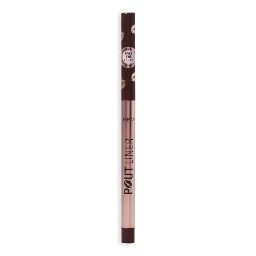 Image of Revolution Pout Bomb Plumping Lip Liner, Dark Mauve | Long-Lasting Lip Shaper with Hyaluronic Acid & Vitamin E, Vegan & Cruelty-Free