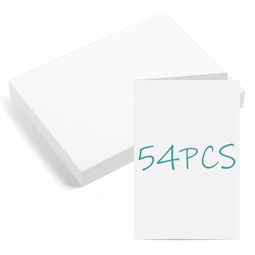 OFFCUP Tarjetas de Papel Blanco, 54 Pcs Tarjetas Postales Blancas en Blanco, 10x15 CM DIY Mensaje Etiquetas de Regalo, Adecuado para Felicitaciones, Escuela, Dibujo, Oficina, (Plegable)