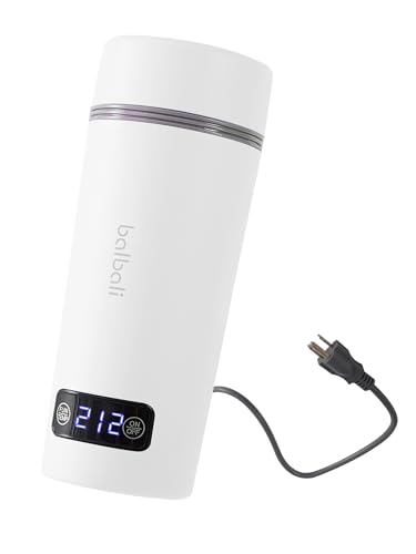 balbali Dual Voltage Travel Kettle 100-250V - 12oz Portable Water Boiler/Warmer/Heater for Boiling Water - 4 Preset Temperature Control Portable Tea Kettle Electric Travel - White