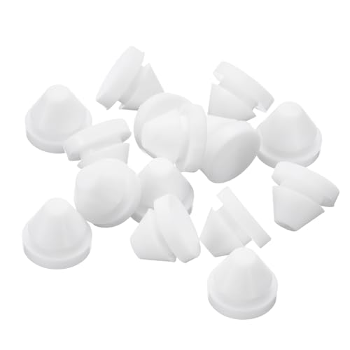 Image of uxcell 16 Pcs Silicone Plugs, Rubber Round Snap in Locking Hole Plugs for 9-10mm Hole, Hole Stoppers Waterproof Hole Plug for Metal Tube, Furniture End Caps Inserts, White