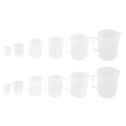 FIXOSHEE 12 piezas Vasos Medidores de Plástico Graduados Jarra Práctica para Líquidos con Escala Clara Resistente y Reutilizable para Cocina y Leche Diferentes Reutilizable