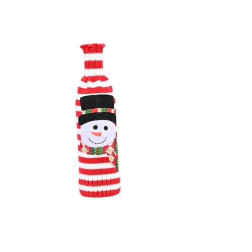 ERINGOGO 2 Piezas Fundas de Botella de Vino Navideñas de Punto con Rayas Estuches para Botellas Pequeñas Diseño Festivo para Decoración de Mesa y Regalo